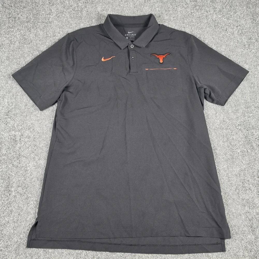Texas Longhorns Nike Polo Shirt Mens Medium Black Dri-FIT AR8903-010